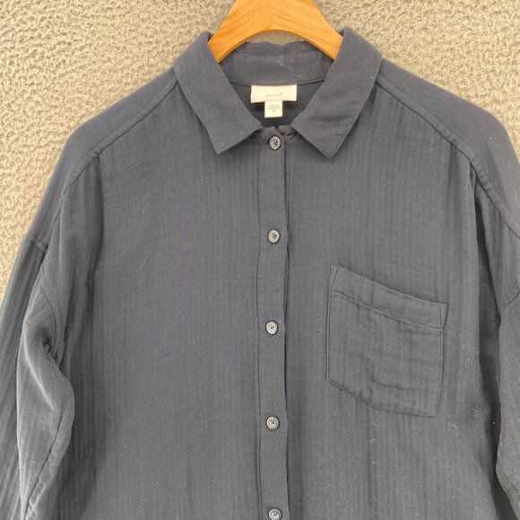 J Jill Top Womens Extra Small Navy Pure Jill Button Up Collar Long Sleeve Tunic - Picture 2 of 12